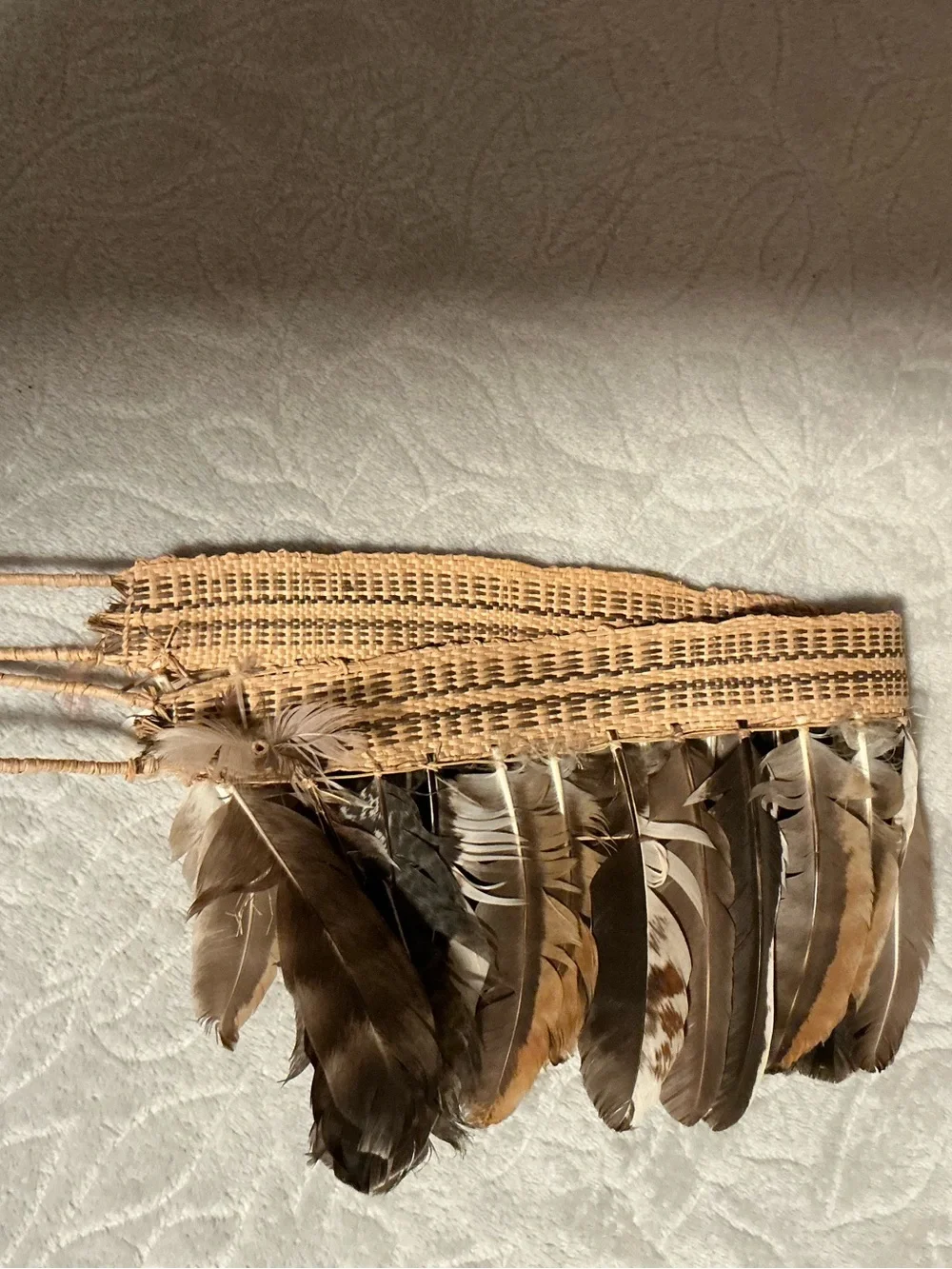 Boho Feather Fringe Headband in Neutral Brown - Unbranded